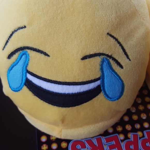 Yellow Plush Emoji Slippers Laughing Crying - Picture 2 of 4